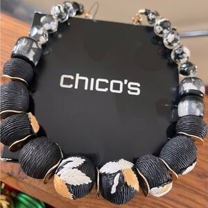 Chico's Black and Gold Beaded Necklace